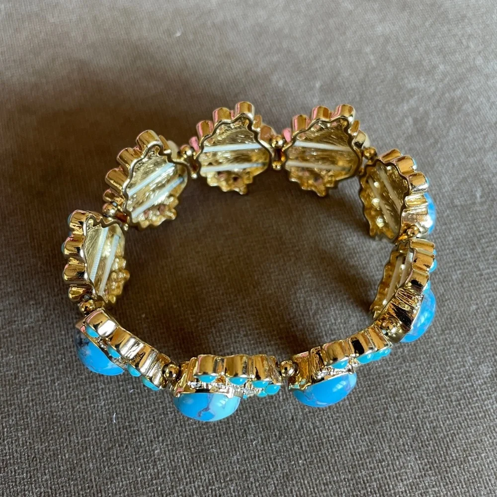 NWOT Loft Turquoise with crystal rhinestones elastic bracelet.